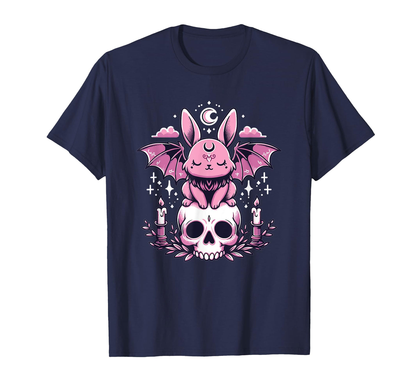Kawaii Pastel Goth Cute Creepy Bunny Bat Skeleton T-Shirt