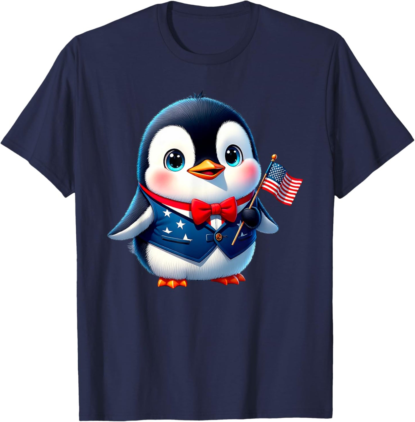 Cute Patriotic Penguin American Flag T-shirt