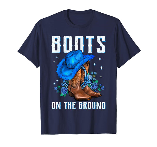 Boots On The Ground Cowboy Hat Rodeo Boots Girls T-Shirt