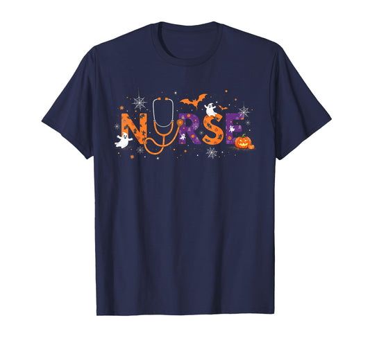 Halloween Nurse 2025 Funny Letter Nursing School Life Fall T-Shirt
