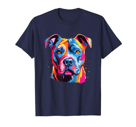 Watercolor Colorful American Pit Bull Terrier Dog T-Shirt
