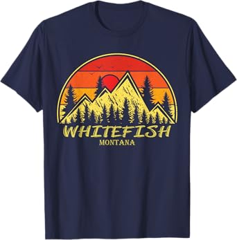 Vintage Whitefish Montana MT Mountains Hike Hiking Souvenir T-Shirt