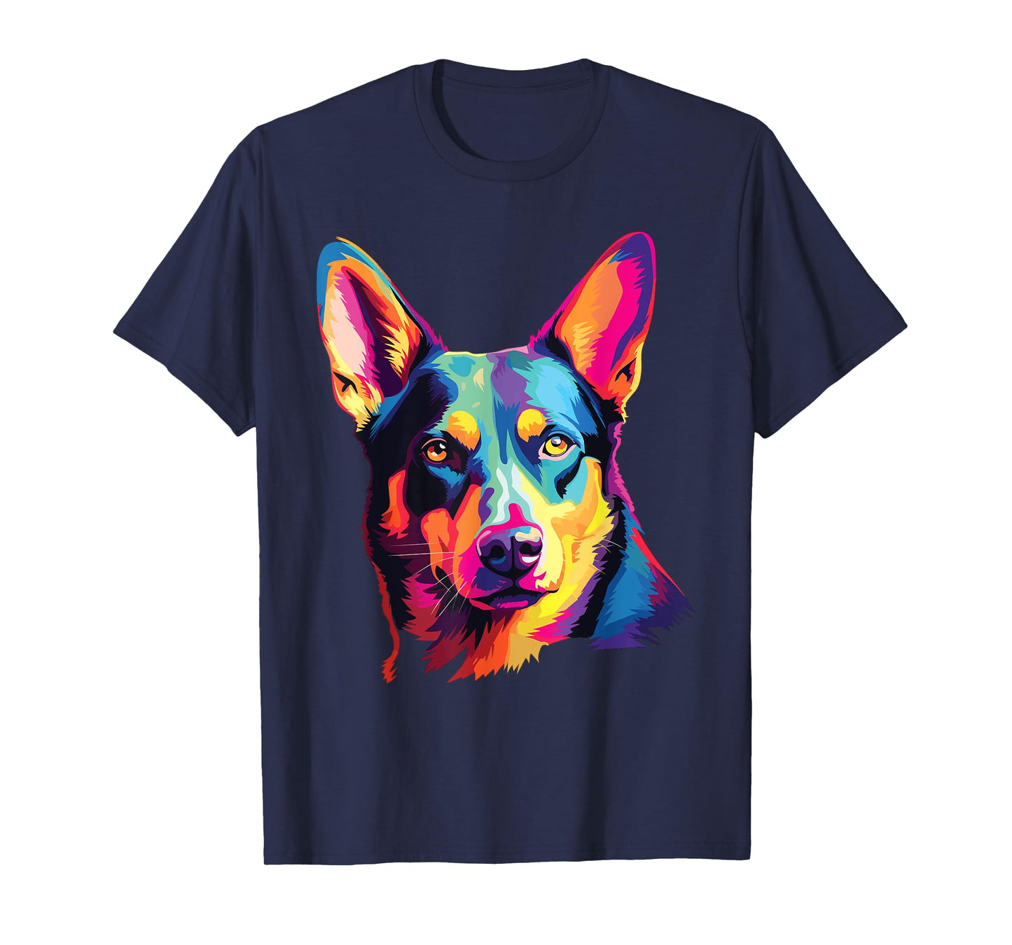 Watercolor Colorful Australian Kelpie Dog T-Shirt for Men Women Kids