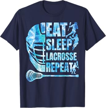 Boys Lacrosse-Shirt Men Funny Lax Eat Sleep Lacrosse Repeat T-Shirt