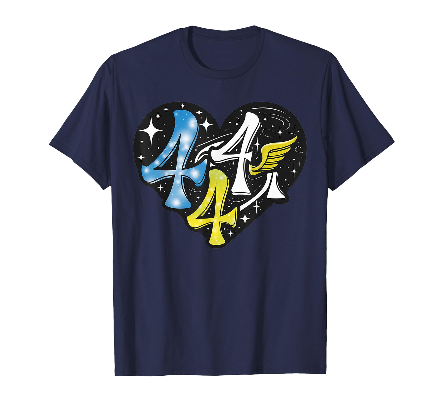 444 Angel Number Numerology Spirit Heart And Wings Of Angel T-Shirt