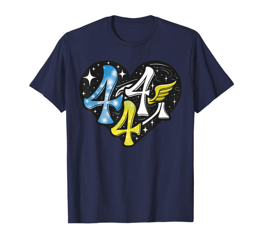444 Angel Number Numerology Spirit Heart And Wings Of Angel T-Shirt
