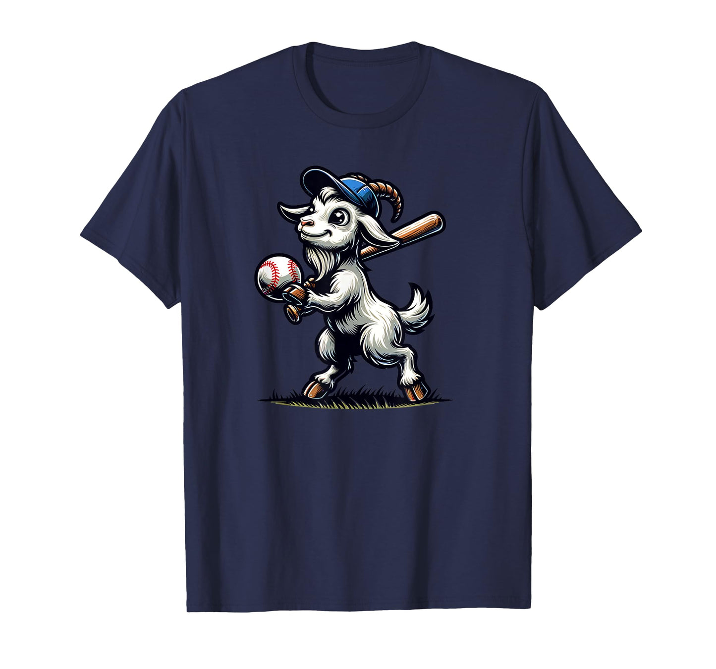 Cute Goat Playing Baseball Men Women Kids T-Shirt
