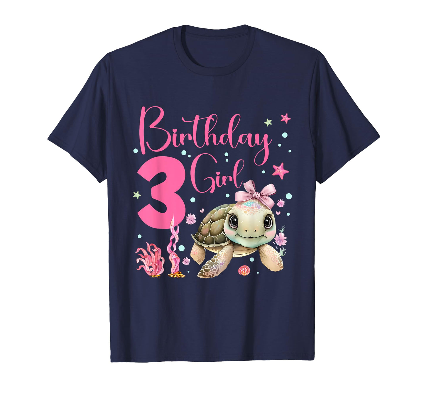 Sea Turtle Kids 3rd Birthday Ocean Party Theme Under The Sea T-Shirt
