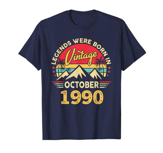 Vintage 35th Birthday Legends were Born in October 1990 T-Shirt