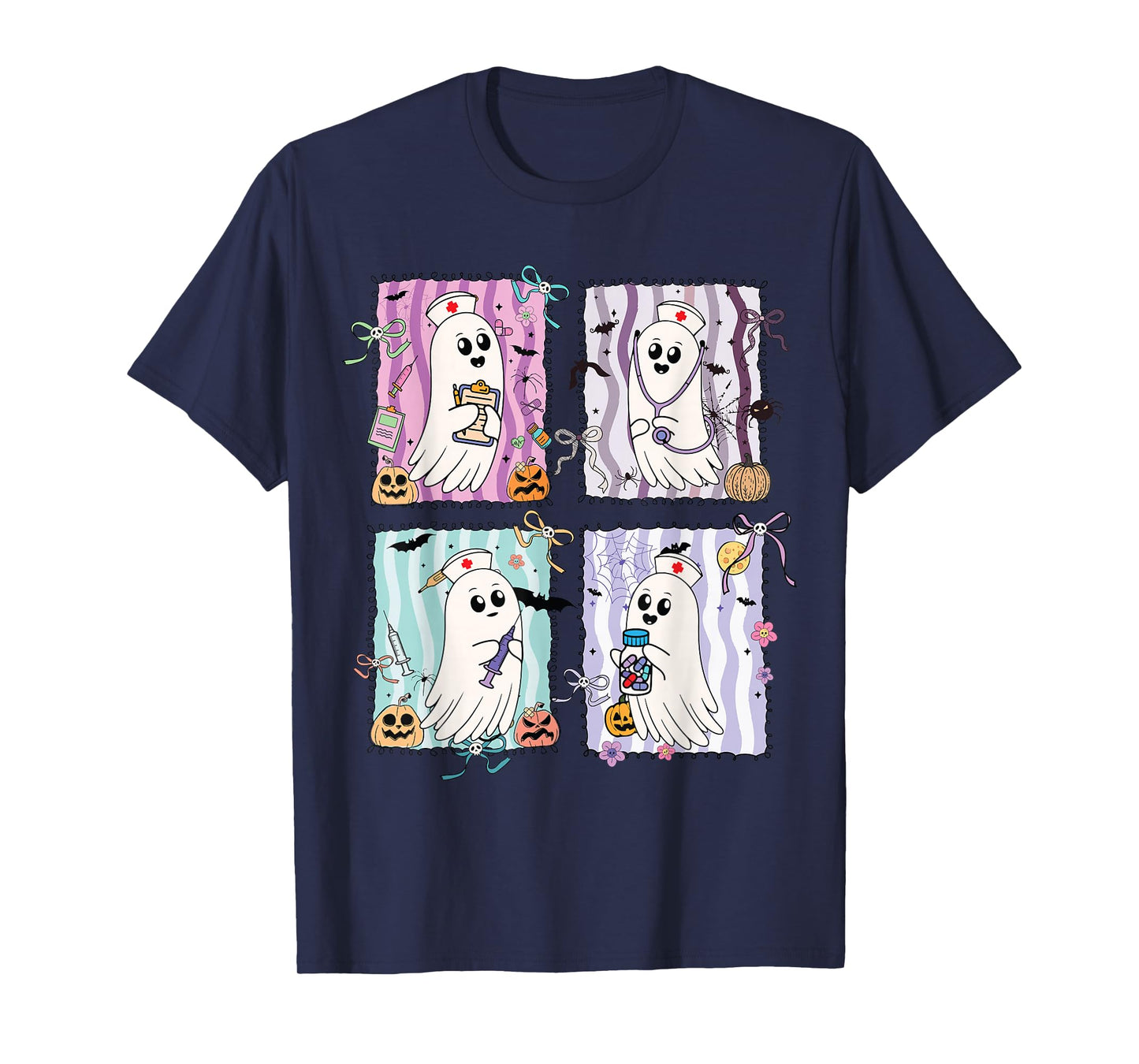 Preppy Nurse Ghosts Halloween Medical Spooky Pastel Design T-Shirt
