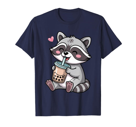 Kawaii Raccoon Boba Tea Japanese Bubble Tea Drink Anime Fun T-Shirt