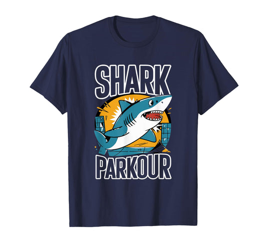 Shark Parkour Energetic Adventure Graphic T-Shirt