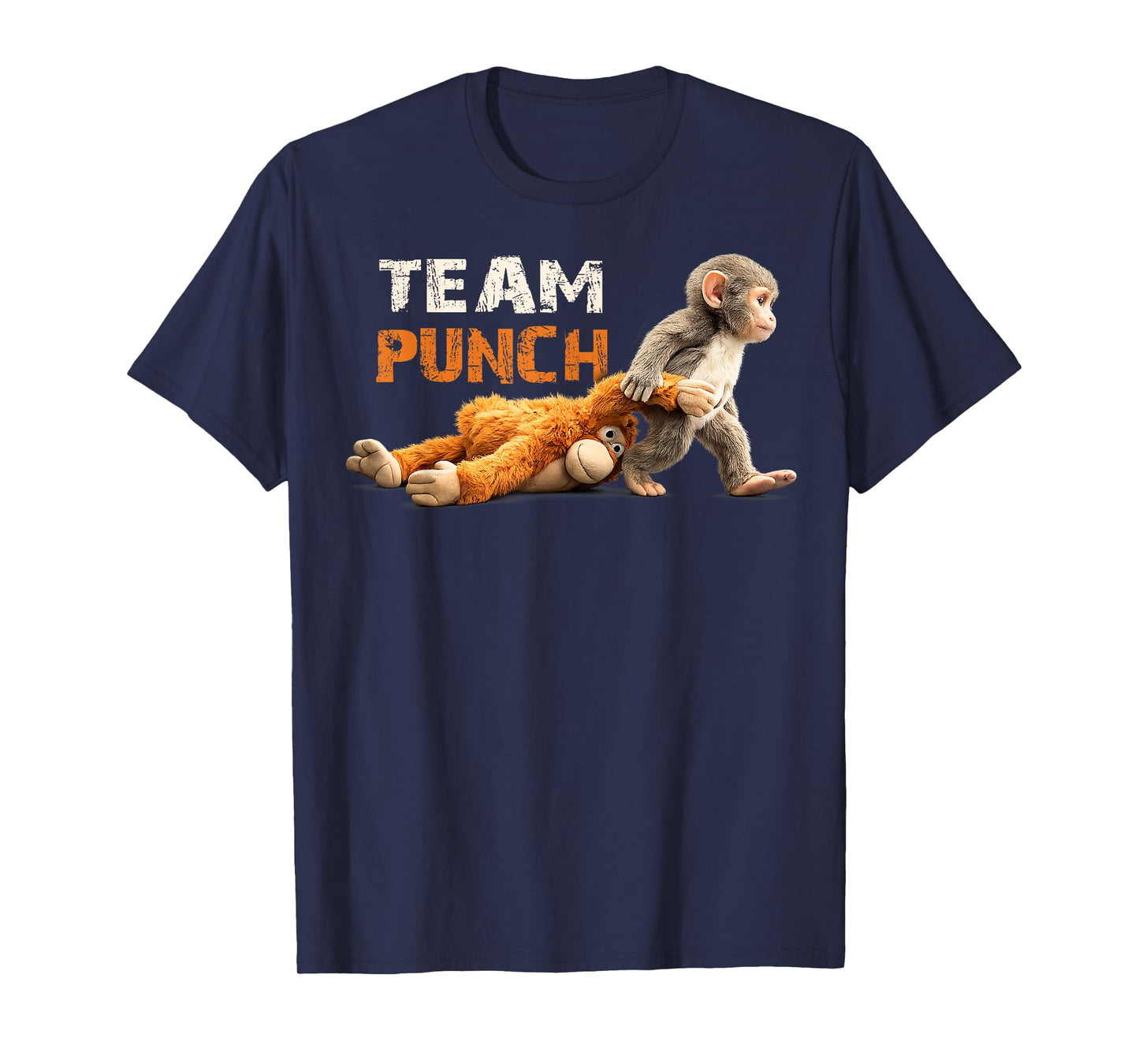 Baby Monkey Punch Team Punch Cute Animal Lover T-Shirt - T-Shirt | Navy
