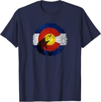 Colorado Flag T-Shirt with Fly Fishing Design T-Shirt