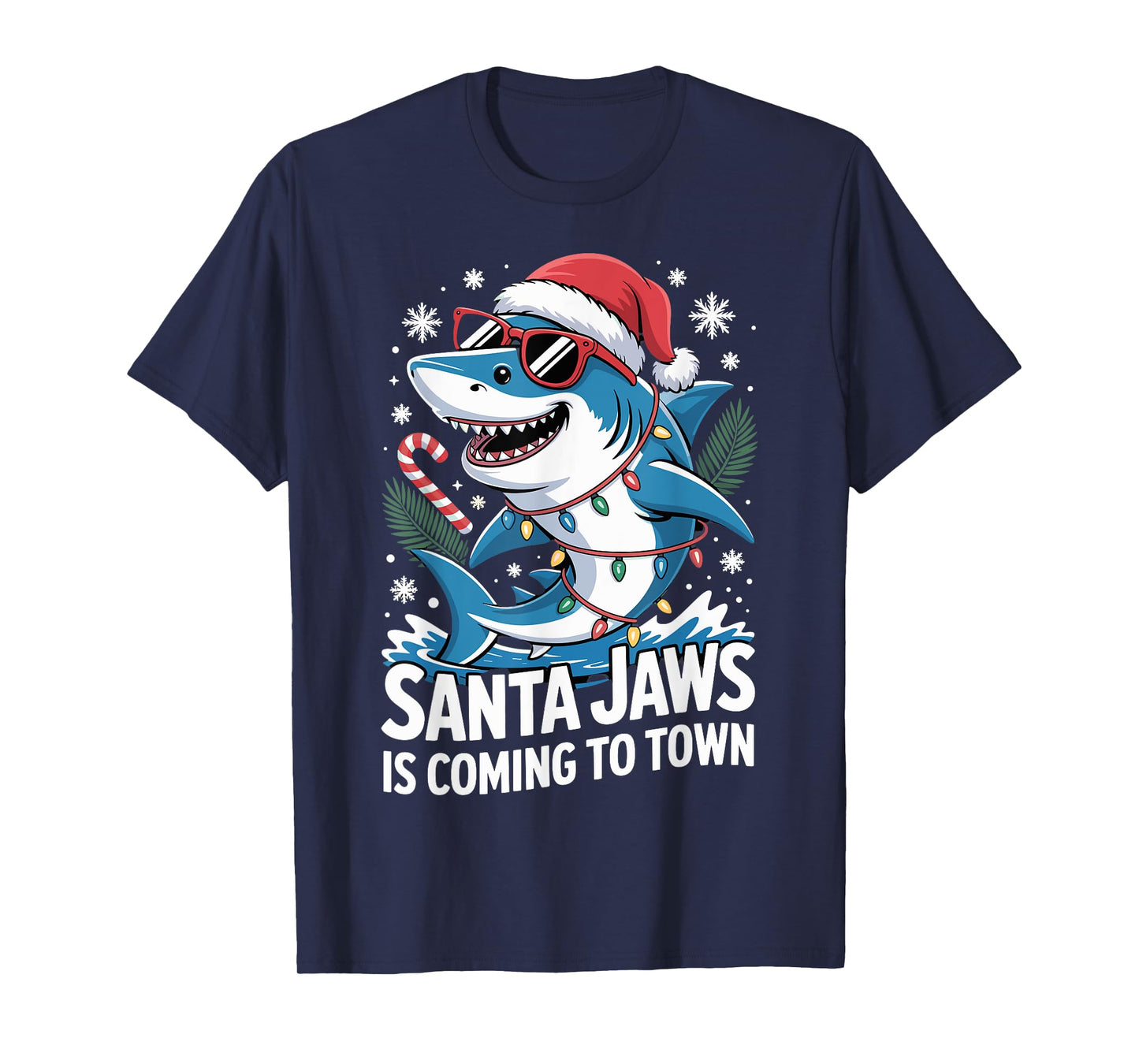 Summer Santa Jaws Vacation Christmas in July Shark T-Shirt
