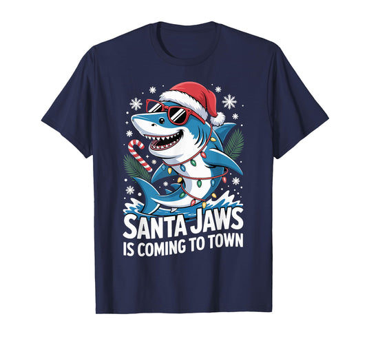 Summer Santa Jaws Vacation Christmas in July Shark T-Shirt