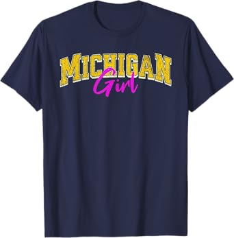 Vintage MICHIGAN Girl Retro Pink Michigan Women and Girls T-Shirt