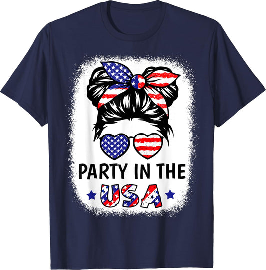 American Flag Party In USA Shirt Girl 4th of July Patriotic T-Shirt