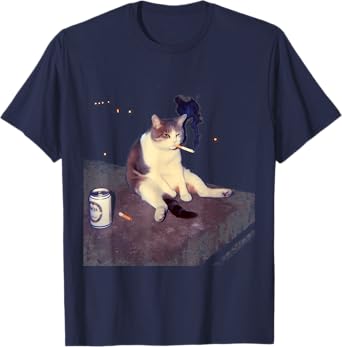 Cigarette Kitten Funny Smoking Cat Meme Stupid T-Shirt