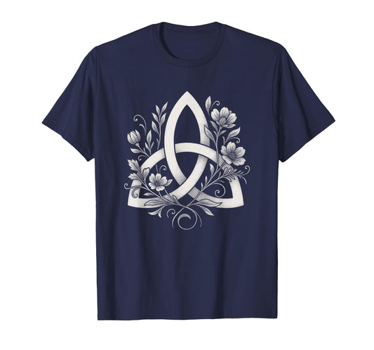 Celtic Knot Triquetra Druid Floral Flowers Pagan Symbol Art T-Shirt