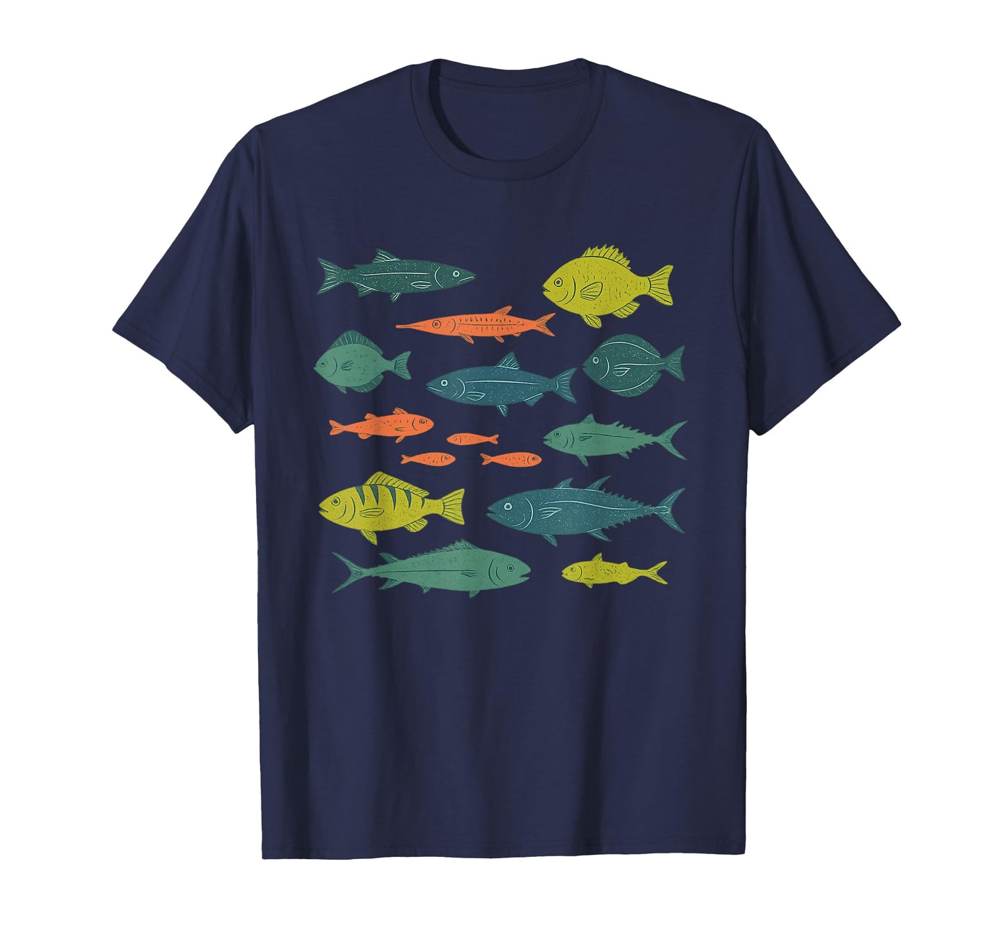 Colorful Ocean Fish Pattern, Tropical Sea Life Graphic T-Shirt