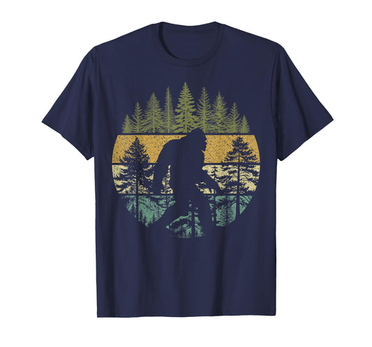 Outdoor Tree Pine Nature Lover Wildlife Bigfoot Retro Forest T-Shirt