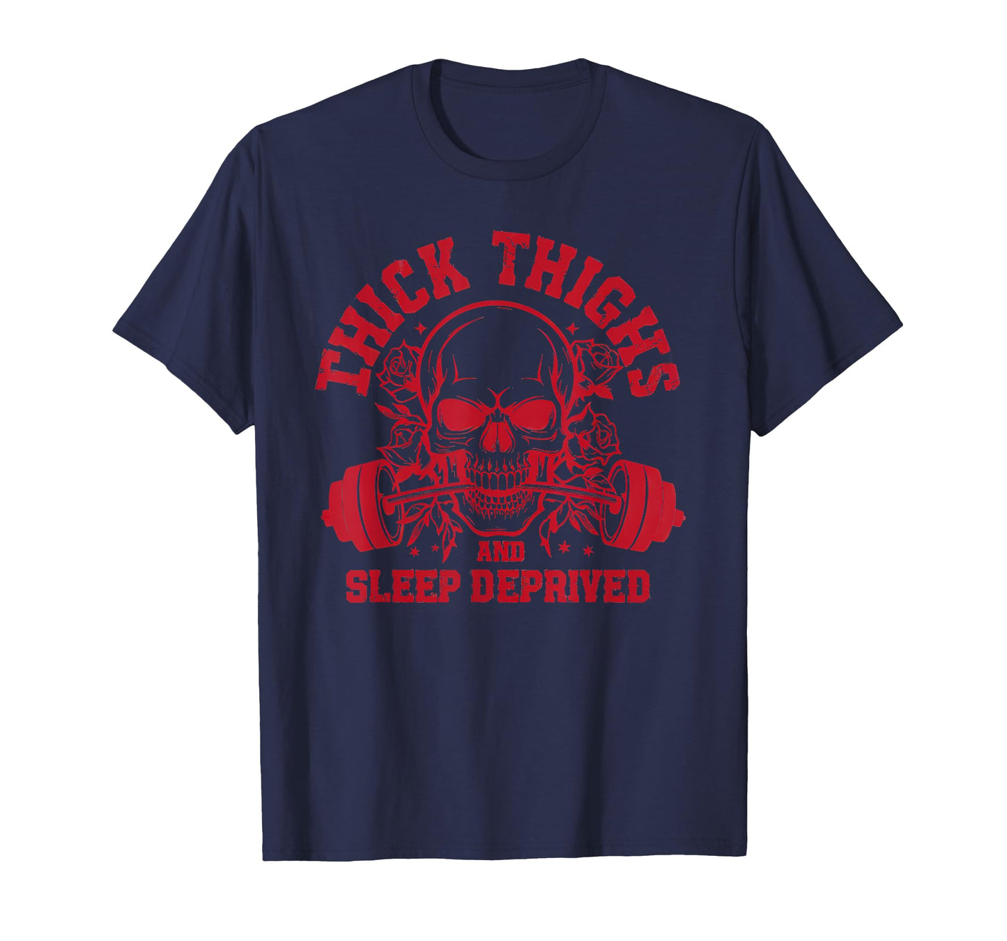Thick Thighs and Sleep Deprived Vintage Skull Muscle Mommy T-Shirt