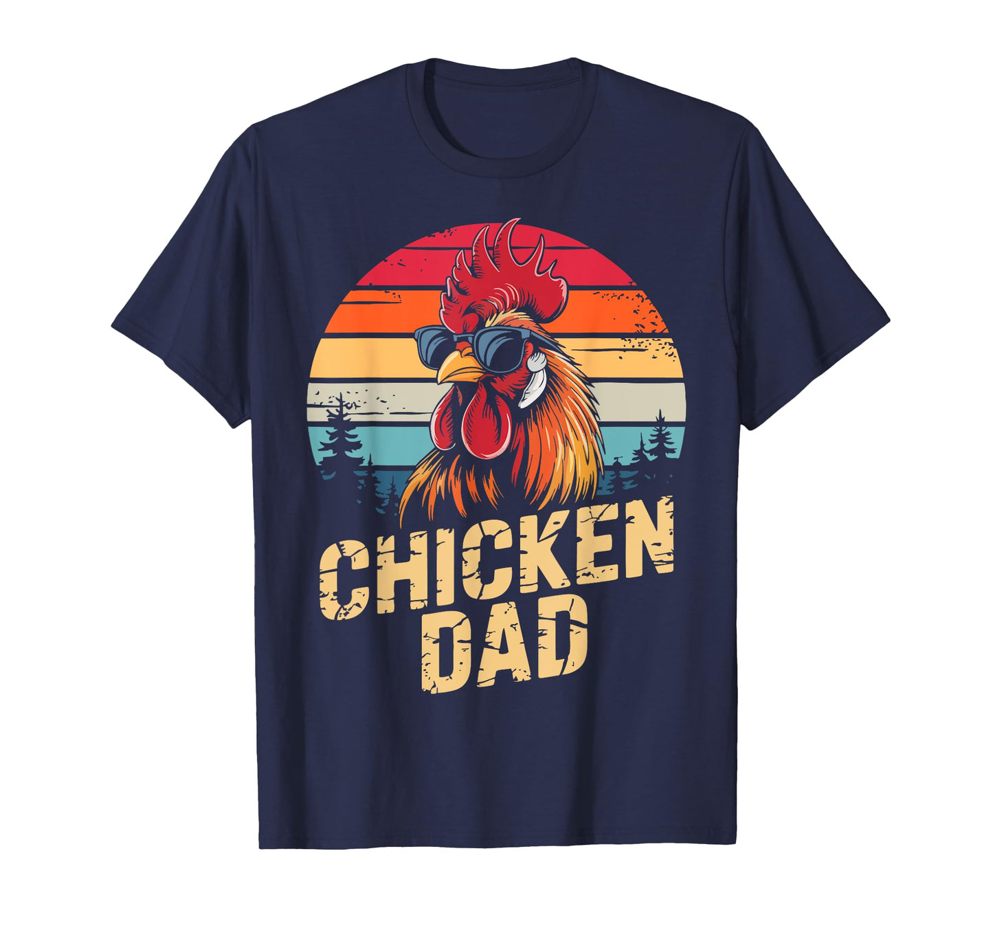 Men Chicken Dad Vintage Poultry Farmer Daddy Fathers Day T-Shirt