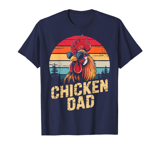 Men Chicken Dad Vintage Poultry Farmer Daddy Fathers Day T-Shirt