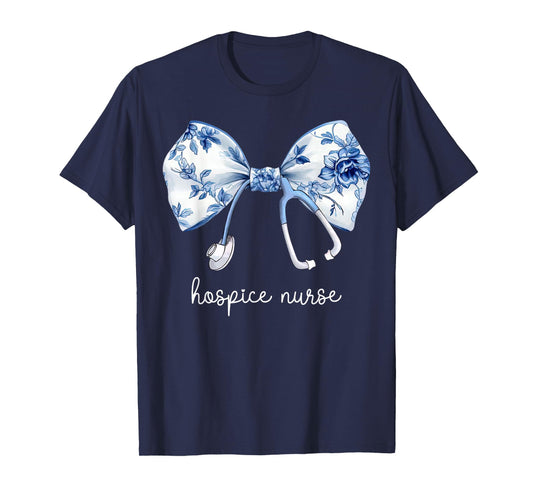 Stethoscope Coquette Bow Hospice Nurse Aide Palliative Care T-Shirt