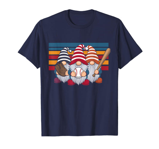 Three Baseball Gnomes Sport Lover Gnome Player Family Fan T-Shirt