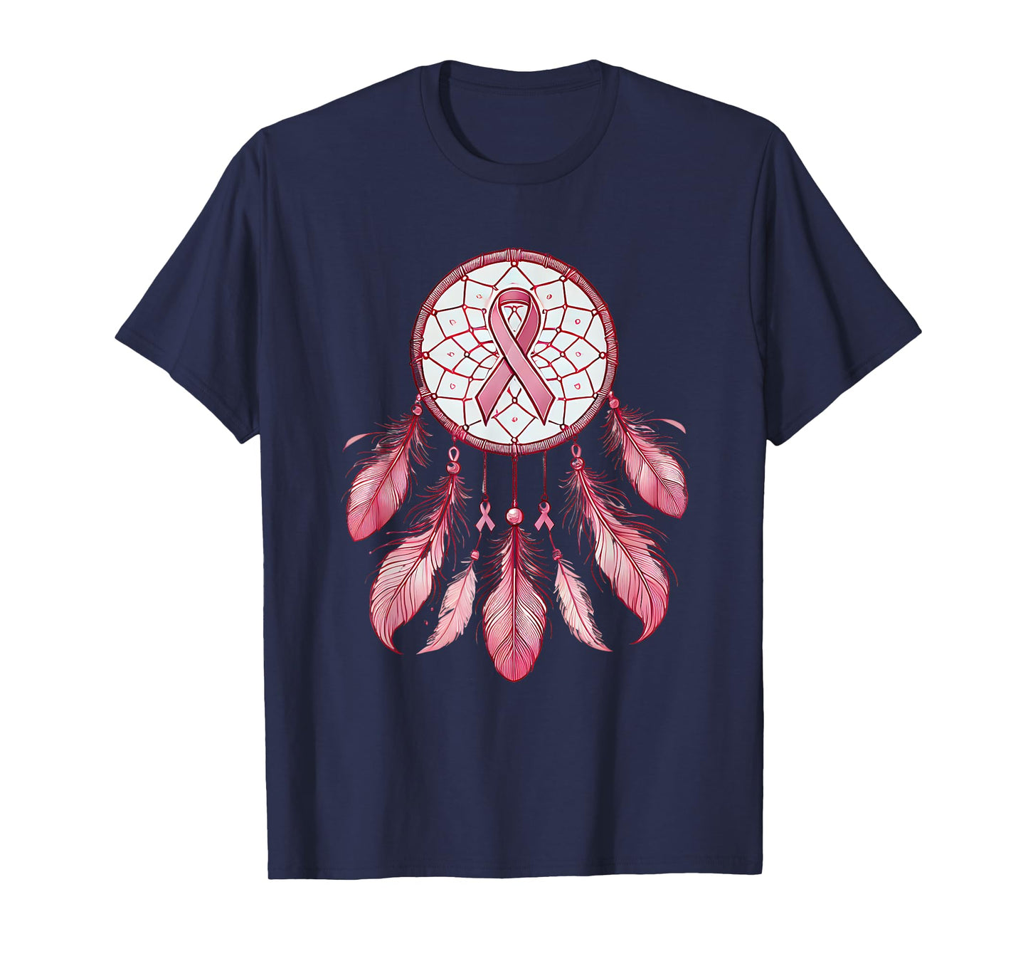 Pink Ribbon Native Indian DreamCatcher Art Breast Cancer T-Shirt