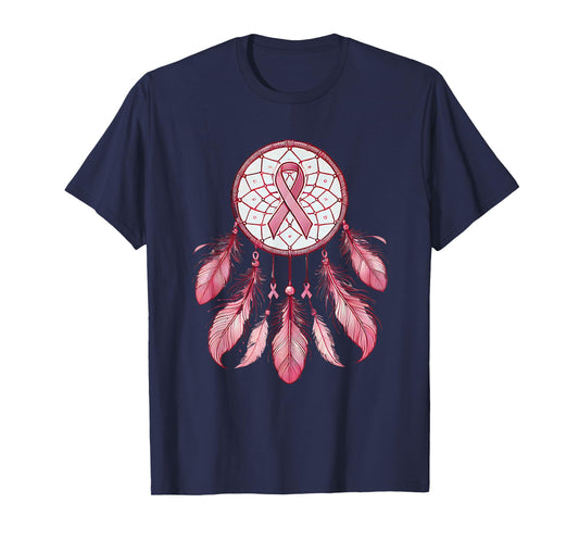 Pink Ribbon Native Indian DreamCatcher Art Breast Cancer T-Shirt