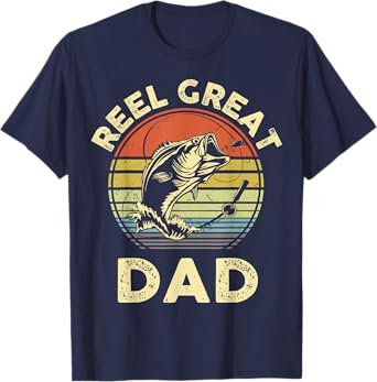 Reel Great Dad Shirt Cool Papa Grandpa Funny Bass Fish Dad T-Shirt