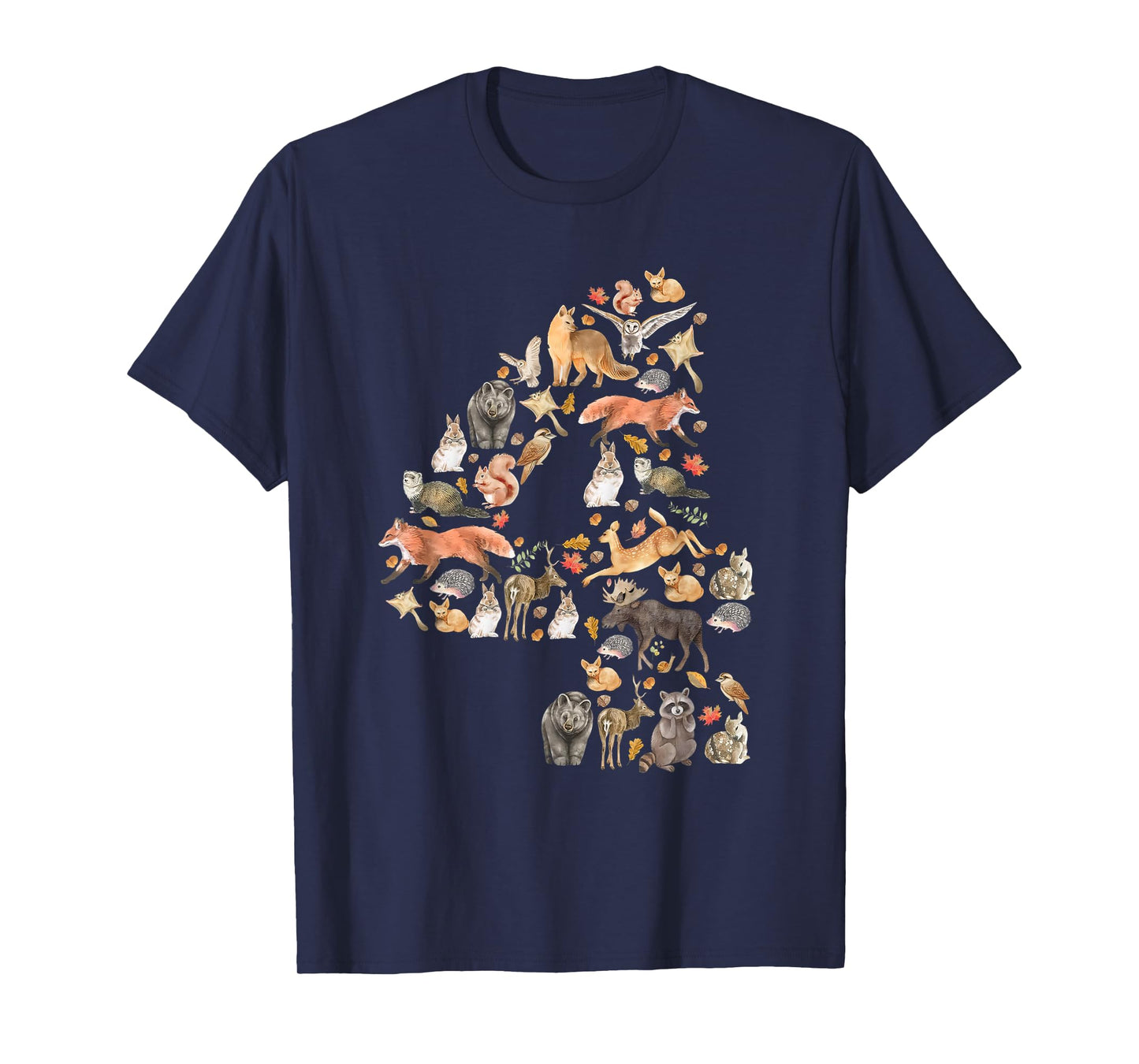 Happy 4th Birthday Forest Animals Nature Wildlife Woodland T-Shirt