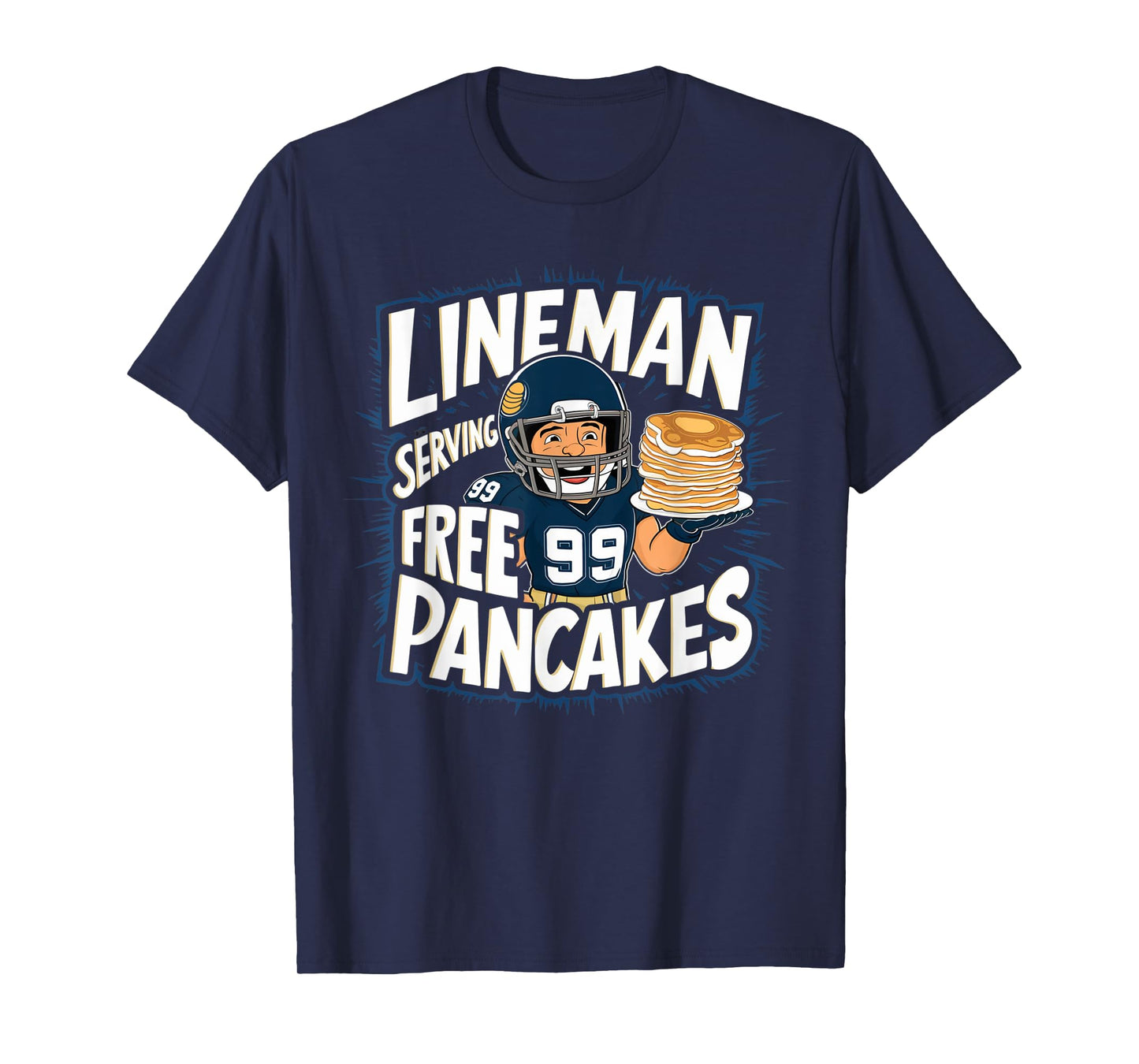 Funny Lineman Serving Pancakes Football OL DL T-Shirt