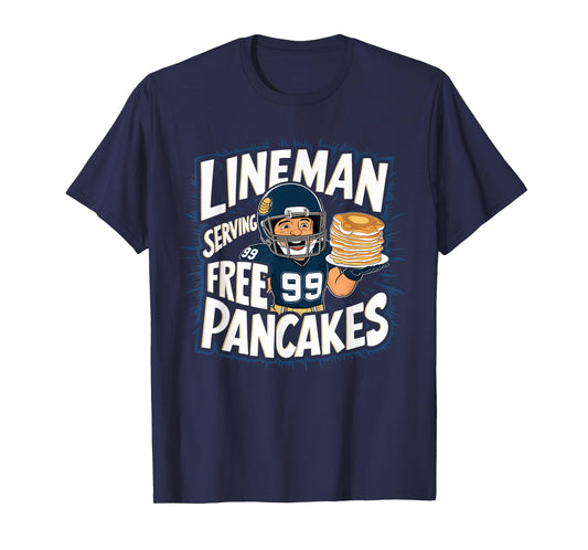 Funny Lineman Serving Pancakes Football OL DL T-Shirt
