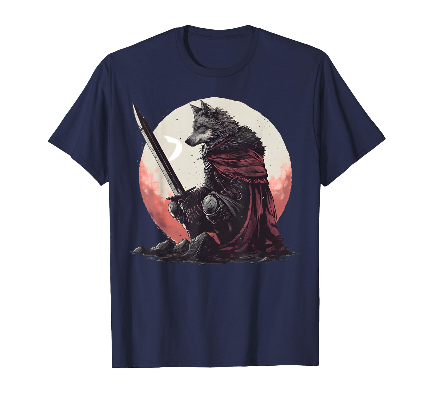 Majestic Sad Wolf Artwork - Wolf Sword T-Shirt