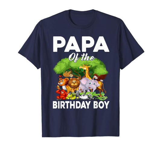 Papa of the Birthday Boy Zoo Animals Bday Safari Wildlife T-Shirt