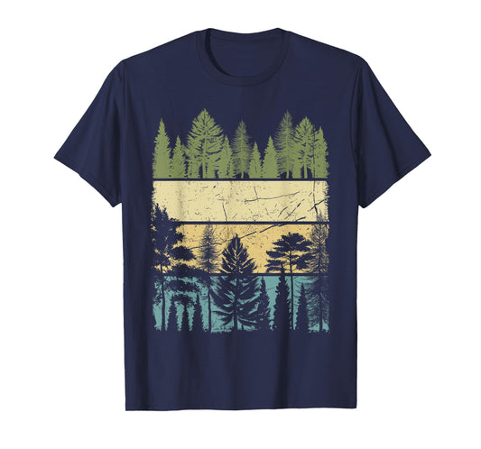Vintage Forest Trees Wildlife Nature Hiking Camping T-Shirt