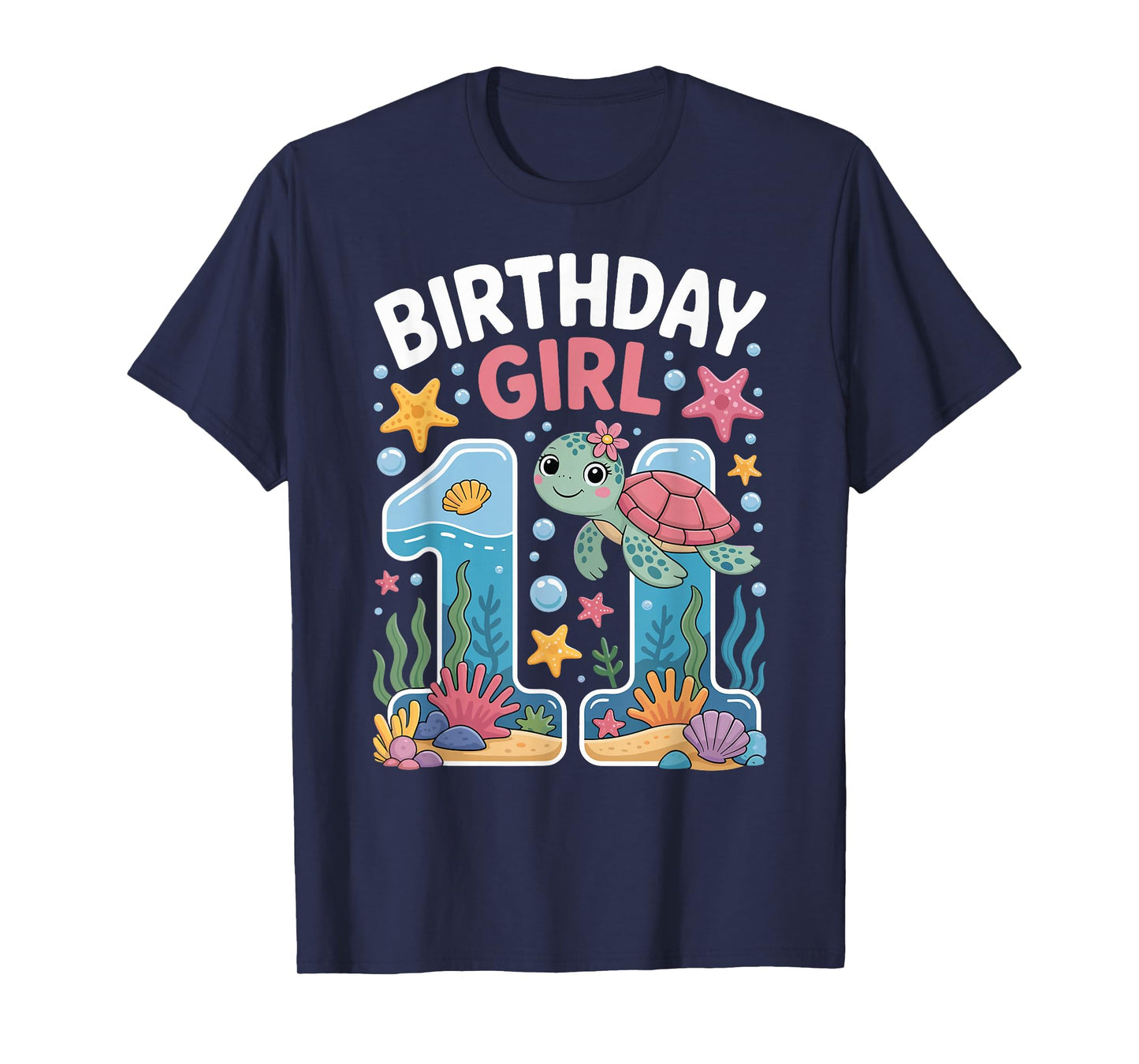 11 Year Old Birthday Girl 11th Sea Turtle Ocean T-Shirt