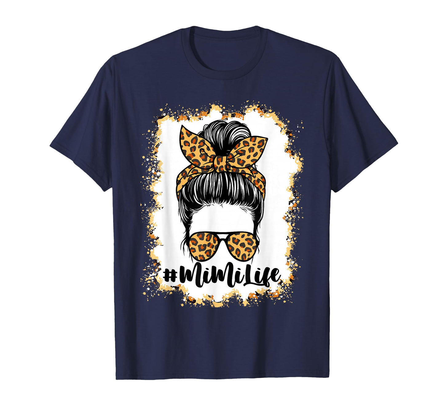 Mimi Life Hair Bandana Glasses Leopard Print Mother's Day T-Shirt