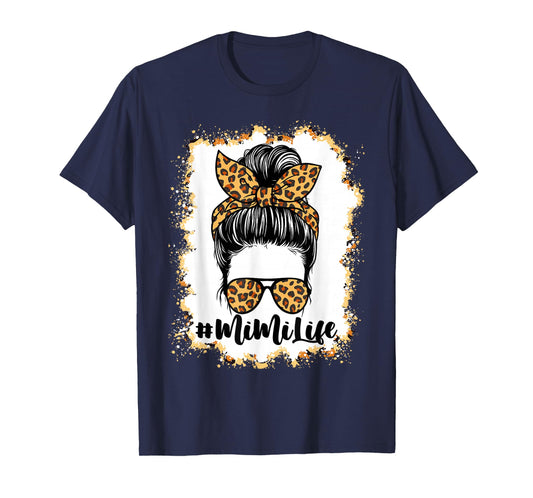 Mimi Life Hair Bandana Glasses Leopard Print Mother's Day T-Shirt