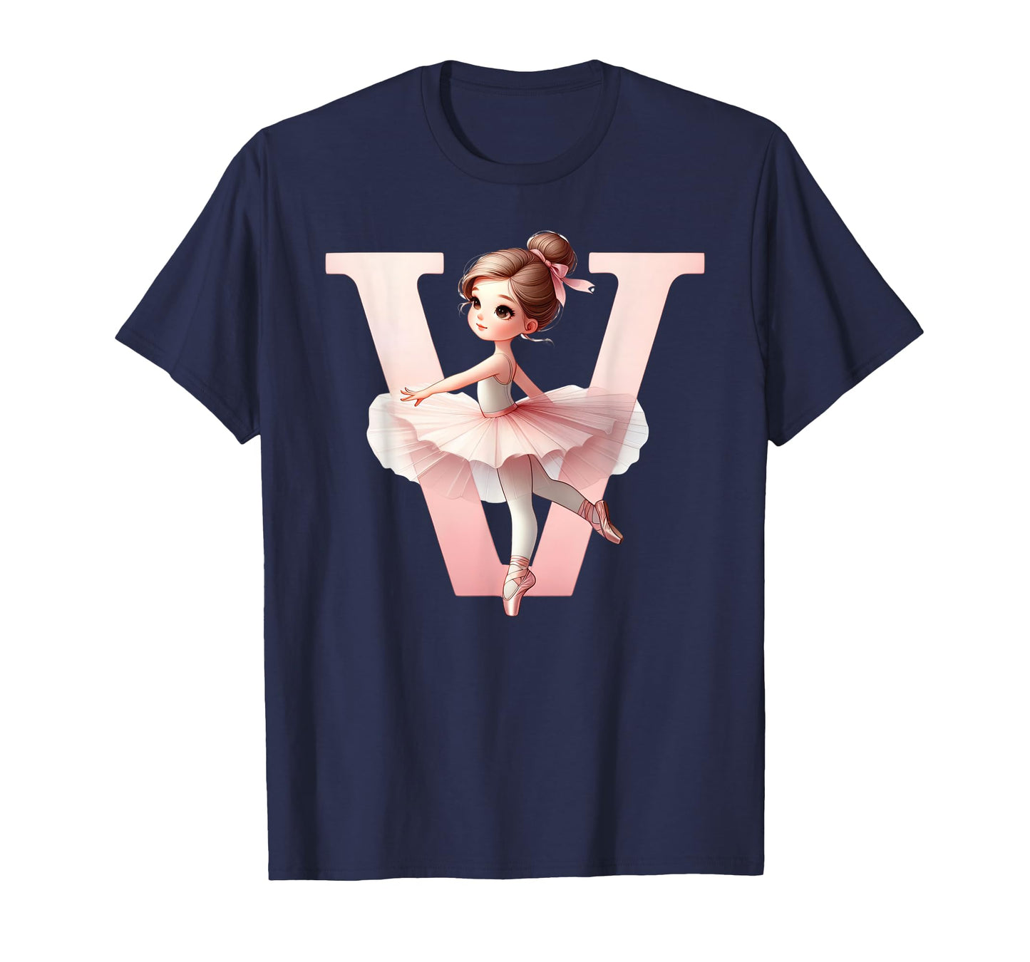 Ballerina Girl Dancing Name First Letter V Girly Tutu Ballet T-Shirt