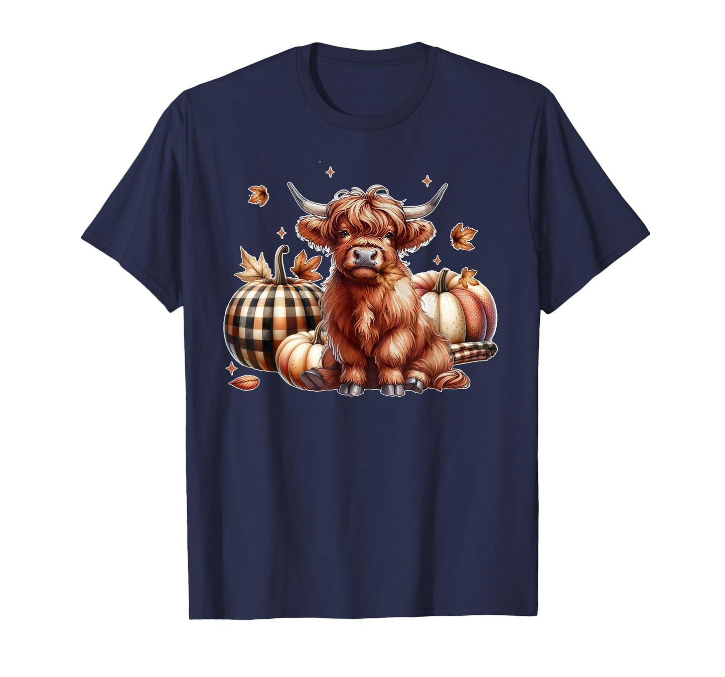 Howdy Fall Western Farm Country Highland Cow Autumn Pumpkin T-Shirt