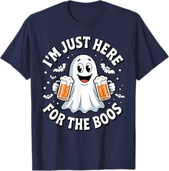 Halloween Drinking Team Funny Ghost I'm Here for The Boos T-Shirt