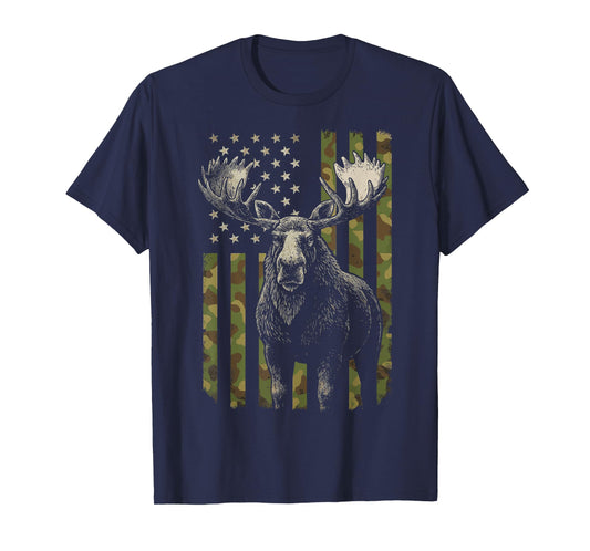 Moose USA Flag Alaska Wildlife T-Shirt