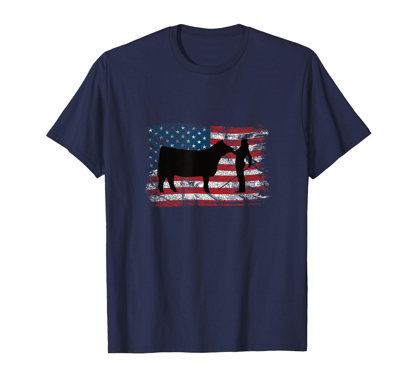 Showgirl Cattle American Patriotic USA Flag Fun Cattle Show T-Shirt