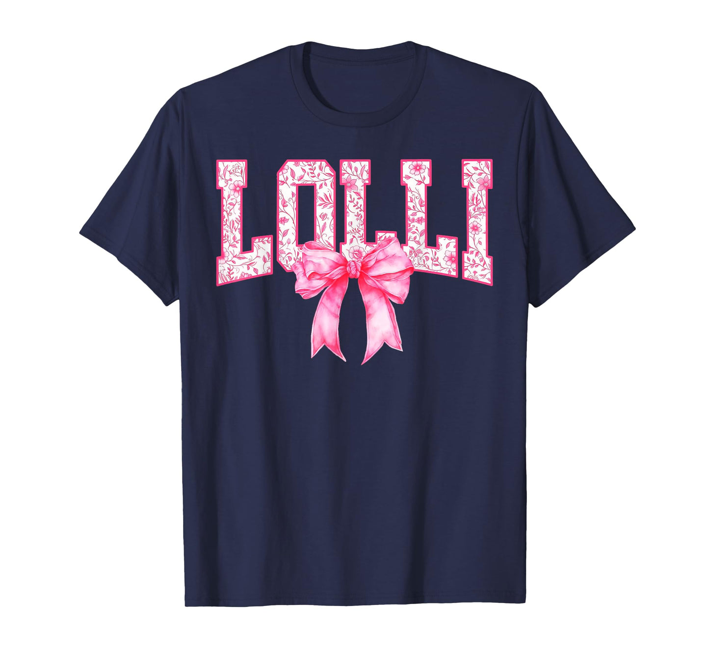 Lolli Floral Toile Pink Water Color Coquette Bow Mothers Day T-Shirt
