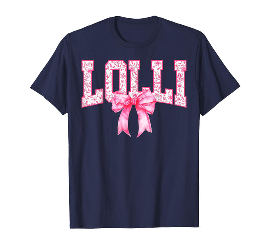 Lolli Floral Toile Pink Water Color Coquette Bow Mothers Day T-Shirt